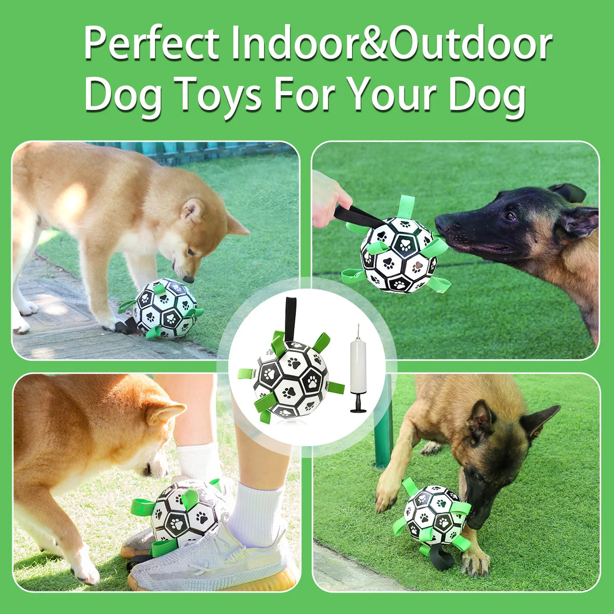 Dog Toys Soccer Ball with Straps Interactive Dog Toy for Tug of War Puppy Pet Toys for Large Dogs Chihuahua Dog Accessories