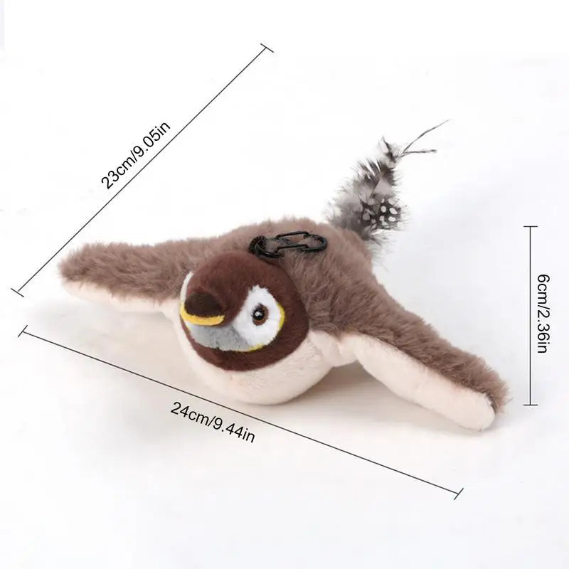 Bird Cat Toy Flapping Plush Toys Simulation Bird Toy Sparrow USB Rechargeable Vivid Chirping Kitten Toys Interactive Cat Toys