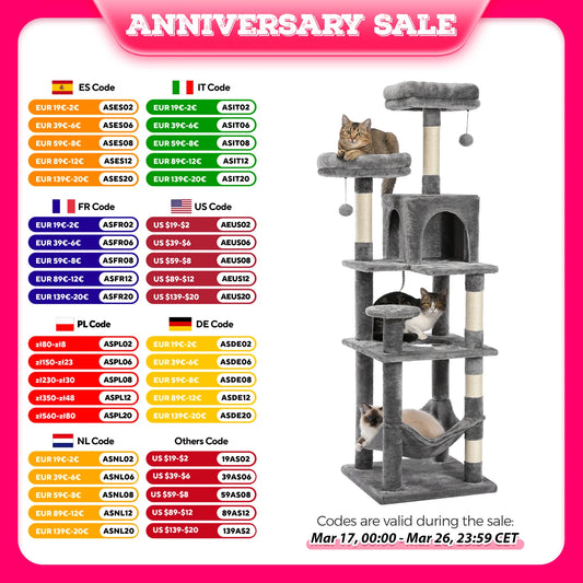Multi-Level Cat Tree with Scratching Posts, Cozy Hammock, Plush Cat Tower for Indoor, Cat Condo Bed, Cat Accessories, Cat Toys