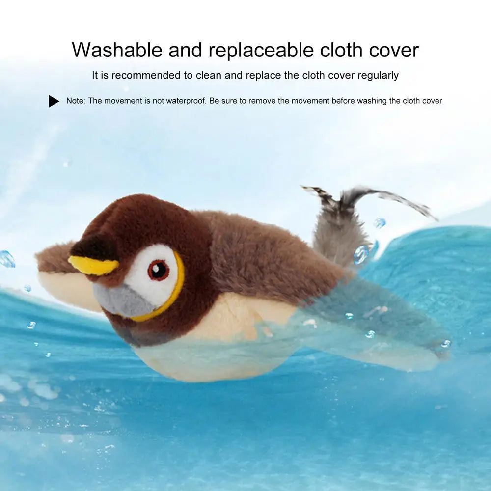 Bird Cat Toy Flapping Plush Toys Simulation Bird Toy Sparrow USB Rechargeable Vivid Chirping Kitten Toys Interactive Cat Toys