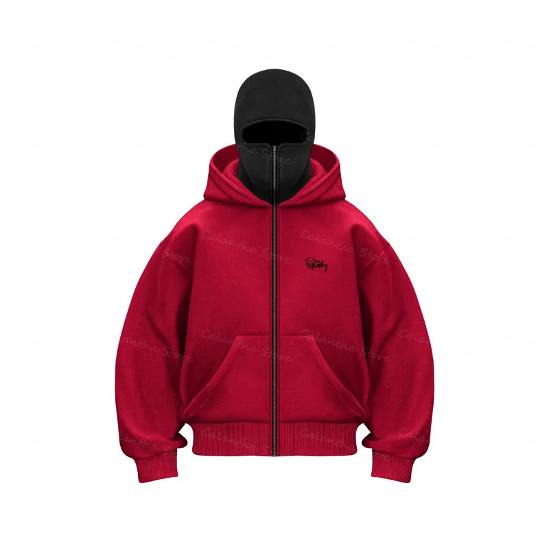 Men's Balaclava Zip Hoodie Winter Warm Casual Sweatshirt with Hooded Face Mask Zipper Design Sports Jacket Outdoor Activities